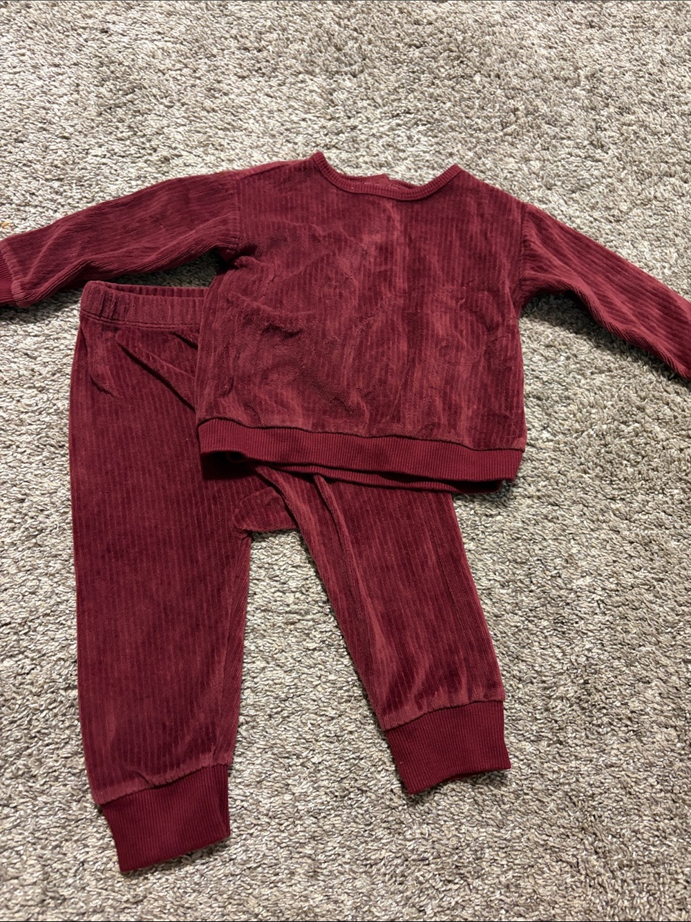 Cat & Jack 2 Piece Toddler Burgundy Velour Set 18M
